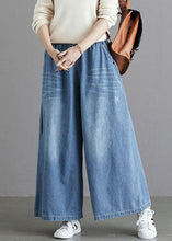 Load image into Gallery viewer, Fine Blue Regular Pockets Straight Fall Denim Pants