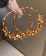 Load image into Gallery viewer, Fine Champagne Copper Zircon Water Drop Hoop Earrings