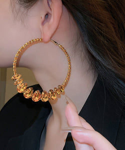 Fine Champagne Copper Zircon Water Drop Hoop Earrings