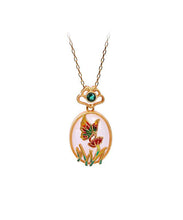 Load image into Gallery viewer, Fine Gold Copper Overgild Jade Crystal Butterfly Floral Pendant Necklace