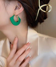 Load image into Gallery viewer, Fine Green Copper Acrylic Fan Shaped Hoop Earrings