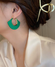 Load image into Gallery viewer, Fine Green Copper Acrylic Fan Shaped Hoop Earrings