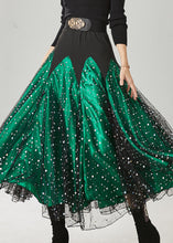 Load image into Gallery viewer, Fine Green Silm Fit Patchwork Tulle Dance Skirts Spring