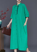 Load image into Gallery viewer, Fine Green Tasseled Oversized Cotton Robe Dresses Summer