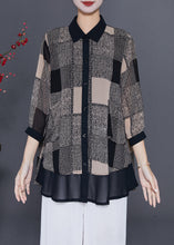 Load image into Gallery viewer, Fine Grey Plaid Patchwork Chiffon Shirt Bracelet Sleeve