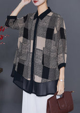 Load image into Gallery viewer, Fine Grey Plaid Patchwork Chiffon Shirt Bracelet Sleeve