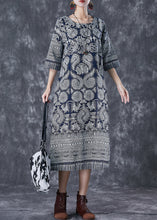 Load image into Gallery viewer, Fine Grey Print Slim Fit Cotton Straight Dresses Half Sleeve