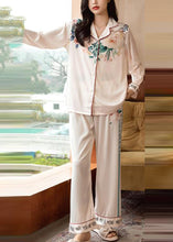 Load image into Gallery viewer, Fine Light Pink Print Button Ice Silk Two Pieces Set Long Sleeve