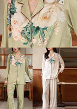 Load image into Gallery viewer, Fine Light Pink Print Button Ice Silk Two Pieces Set Long Sleeve