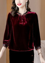 Load image into Gallery viewer, Fine Mulberry Mandarin Collar Silk Velour Shirt Top Spring