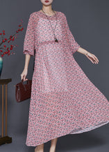 Load image into Gallery viewer, Fine Pink Cinched Print Chiffon Vacation Dresses Summer