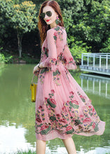 Load image into Gallery viewer, Fine Pink V Neck Embroidered Patchwork Silk Dresses Summer