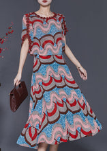 Load image into Gallery viewer, Fine Print Patchwork Chiffon Fake Two Piece Dresses Summer