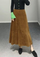 Load image into Gallery viewer, Fine Purple High Waist Patchwork Sheepskin Skirts Spring