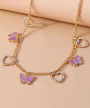 Load image into Gallery viewer, Fine Purple Sterling Silver Overgild Zircon Butterfly Love Pendant Necklace