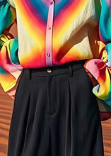 Load image into Gallery viewer, Fine Rainbow Oversized Tie Dye Linen Shirt Tops Lantern Sleeve