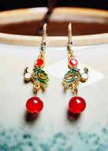 Load image into Gallery viewer, Fine Red Gem Stone Gilding Drop Earrings