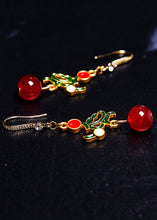 Load image into Gallery viewer, Fine Red Gem Stone Gilding Drop Earrings