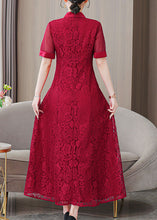 Load image into Gallery viewer, Fine Red V Neck Lace Embroidered Long Dresses Summer