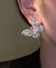 Load image into Gallery viewer, Fine Silk Sterling Silver Butterfly Zircon Stud Earrings