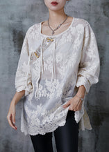 Load image into Gallery viewer, Fine White Embroidered Chinese Button Cotton Shirt Top Summer