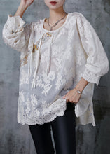 Load image into Gallery viewer, Fine White Embroidered Chinese Button Cotton Shirt Top Summer