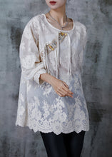 Load image into Gallery viewer, Fine White Embroidered Chinese Button Cotton Shirt Top Summer