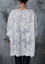 Load image into Gallery viewer, Fine White Embroidered Chinese Button Cotton Shirt Top Summer