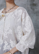 Load image into Gallery viewer, Fine White Embroidered Chinese Button Cotton Shirt Top Summer