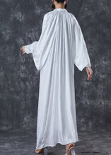 Load image into Gallery viewer, Fine White High Neck Draping Wear On Both Sides Silk Long Dresses Spring