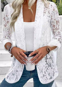 Fine White Hollow Out Lace Loose Coat Summer