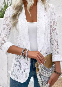 Fine White Hollow Out Lace Loose Coat Summer