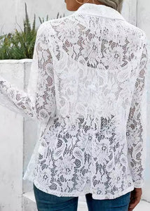 Fine White Hollow Out Lace Loose Coat Summer