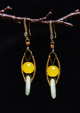 Load image into Gallery viewer, Fine White Jade Handmade Concatenation Beeswax Drop Earrings