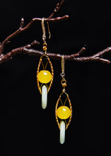 Load image into Gallery viewer, Fine White Jade Handmade Concatenation Beeswax Drop Earrings