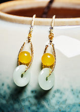 Load image into Gallery viewer, Fine White Jade Handmade Concatenation Beeswax Drop Earrings