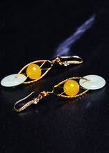 Load image into Gallery viewer, Fine White Jade Handmade Concatenation Beeswax Drop Earrings