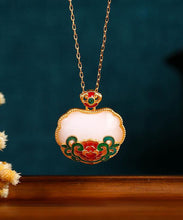 Load image into Gallery viewer, Fine White Ruyi Longevity Lock Necklace Advanced Sense Collar Chain Necklaces