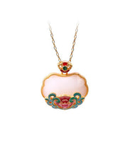 Load image into Gallery viewer, Fine White Ruyi Longevity Lock Necklace Advanced Sense Collar Chain Necklaces