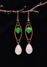 Load image into Gallery viewer, Fine White Teardrop Gem Stone Boutique Jade Drop Earrings