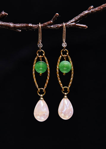 Fine White Teardrop Gem Stone Boutique Jade Drop Earrings