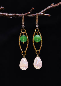 Fine White Teardrop Gem Stone Boutique Jade Drop Earrings