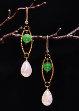 Load image into Gallery viewer, Fine White Teardrop Gem Stone Boutique Jade Drop Earrings