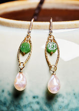 Load image into Gallery viewer, Fine White Teardrop Gem Stone Boutique Jade Drop Earrings