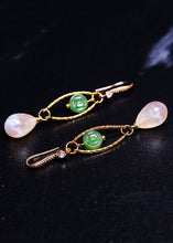 Load image into Gallery viewer, Fine White Teardrop Gem Stone Boutique Jade Drop Earrings