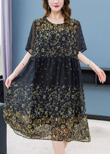 Load image into Gallery viewer, Fine Yellow Print Wrinkled Patchwork Chiffon Dresses Summer