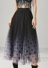 Load image into Gallery viewer, Fitted Black Gradient Color Tulle A Line Skirts Summer