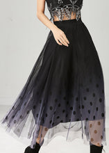 Load image into Gallery viewer, Fitted Black Gradient Color Tulle A Line Skirts Summer