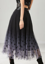 Load image into Gallery viewer, Fitted Black Gradient Color Tulle A Line Skirts Summer