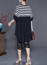 Load image into Gallery viewer, Fitted Black Striped Low High Design Cotton Two Pieces Set Summer